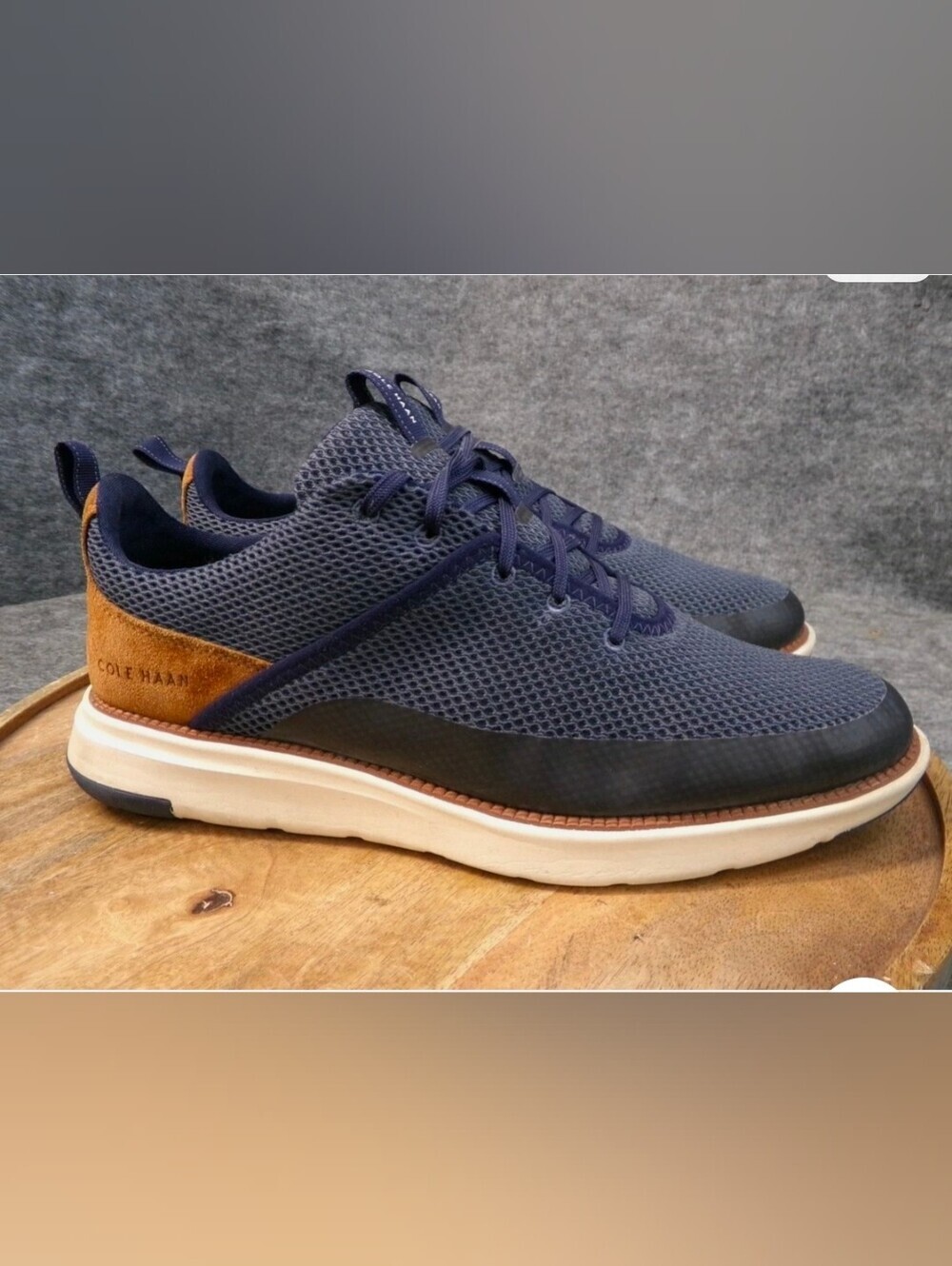Cole Haan Men's NAVY Mesh Sneakers with Tan Heel Cole HaanGrand Atlantic Sneaker